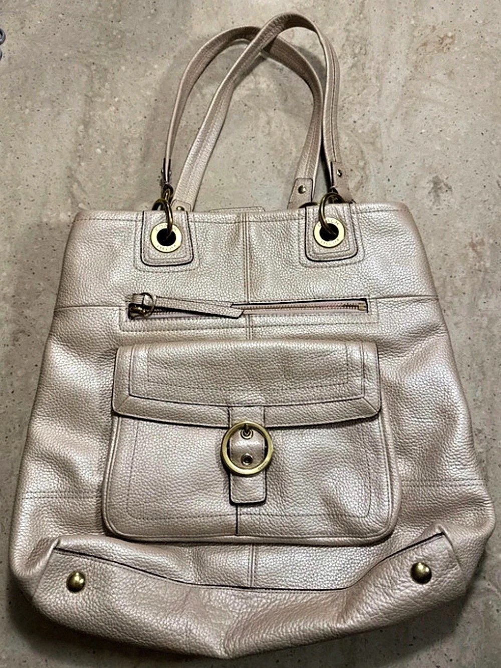 Coach Kristin Leather Hobo Tote Shoulder Bag in Pink